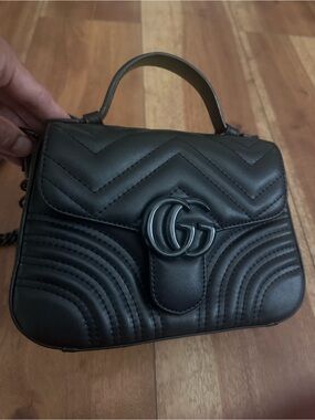 Black Quilted Mini Top Handle Crossbody